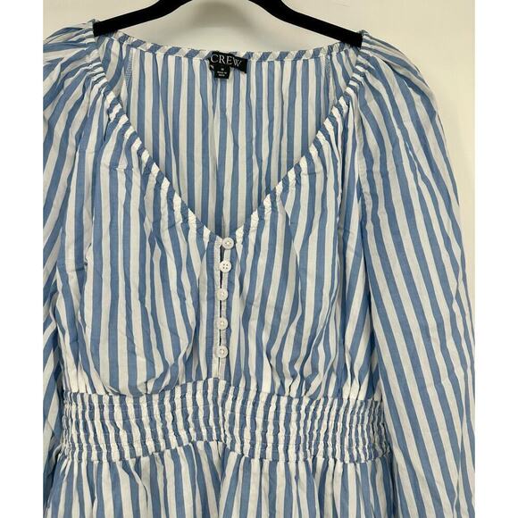 J. Crew Striped V-Neck Blouse in Blue and White - Picture 5 of 9